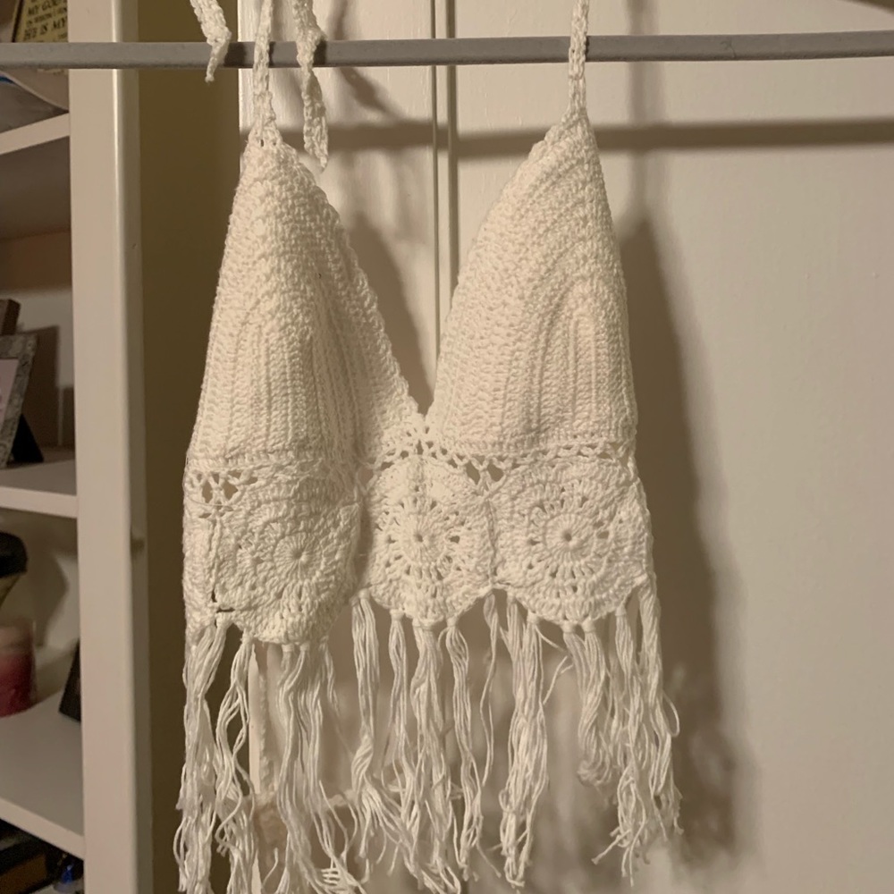 Crochet cream/white crop